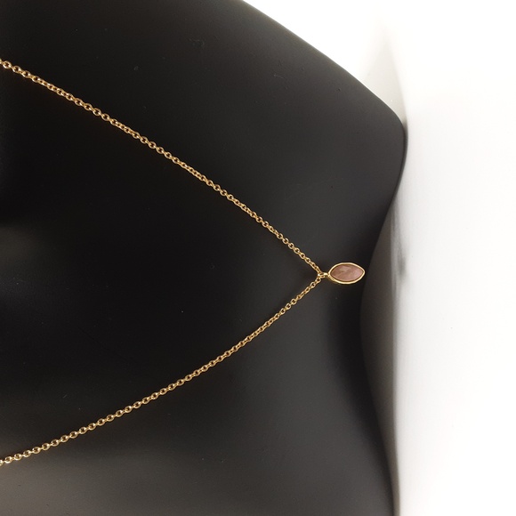 Gorjana Marquis Rose Quartz Necklace - Excellent Used Condition - Picture 2 of 12